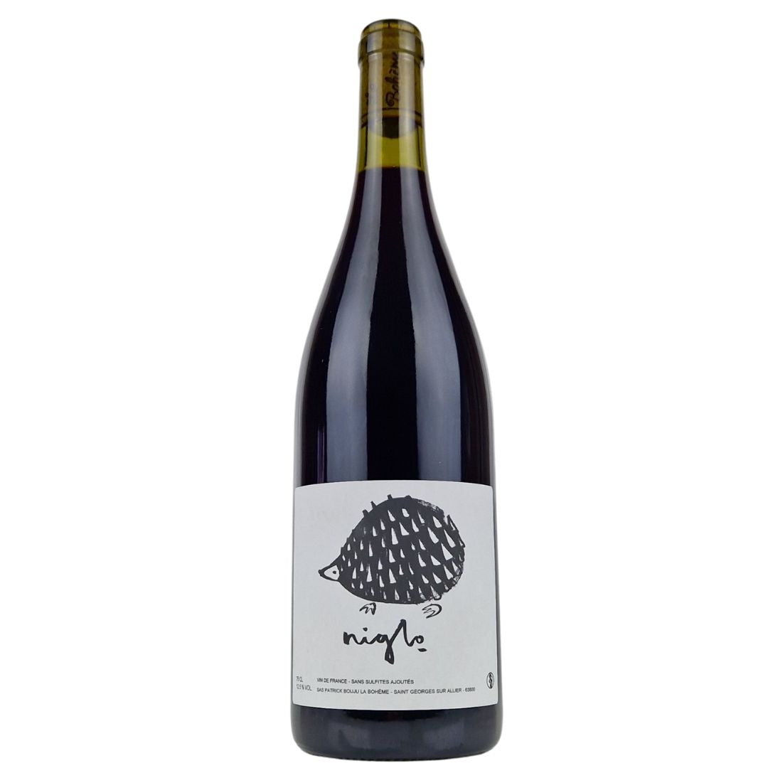 a bottle of Patrick Bouju, Niglo 2022 natural red wine