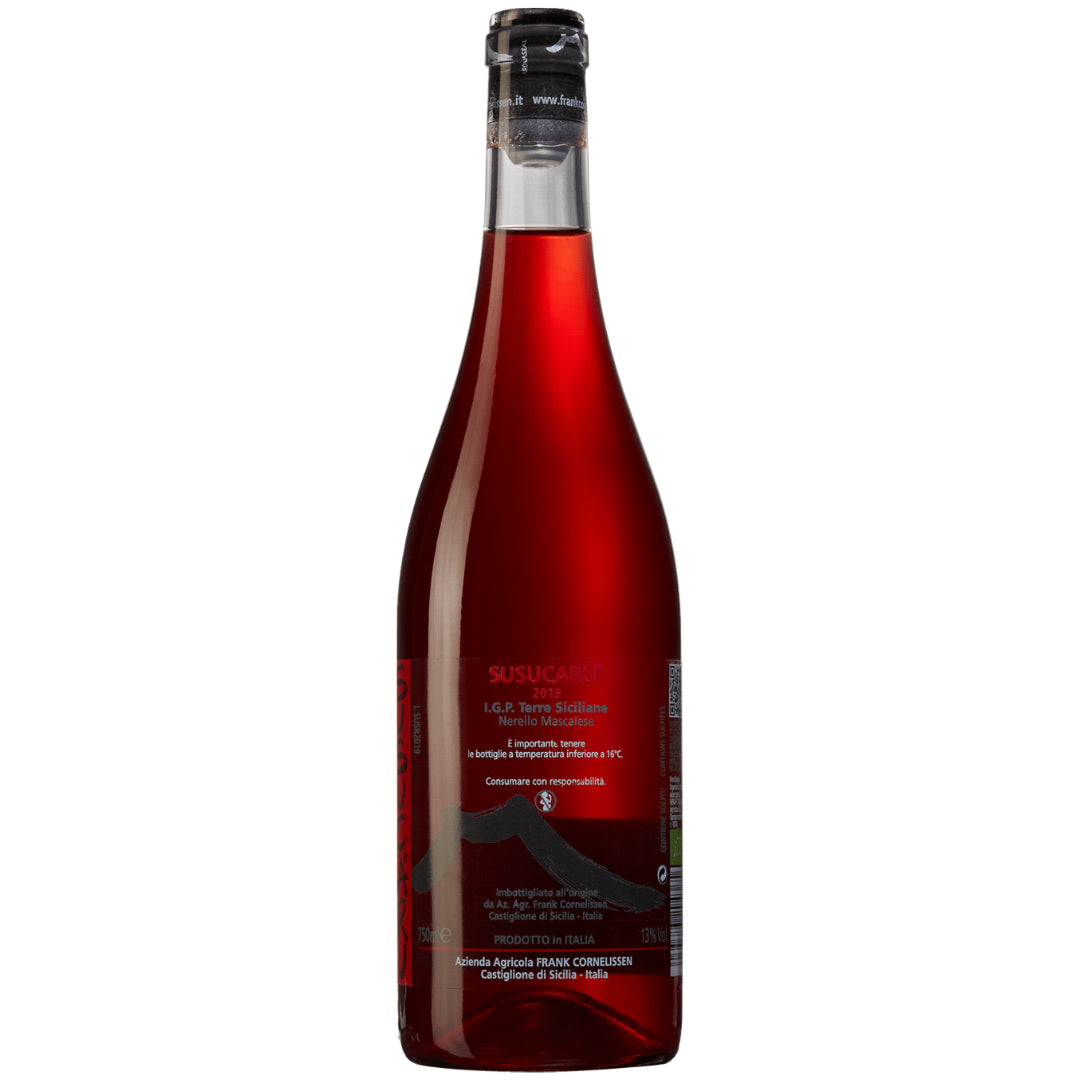 a bottle of frank cornelissen susucaru rosso red wine
