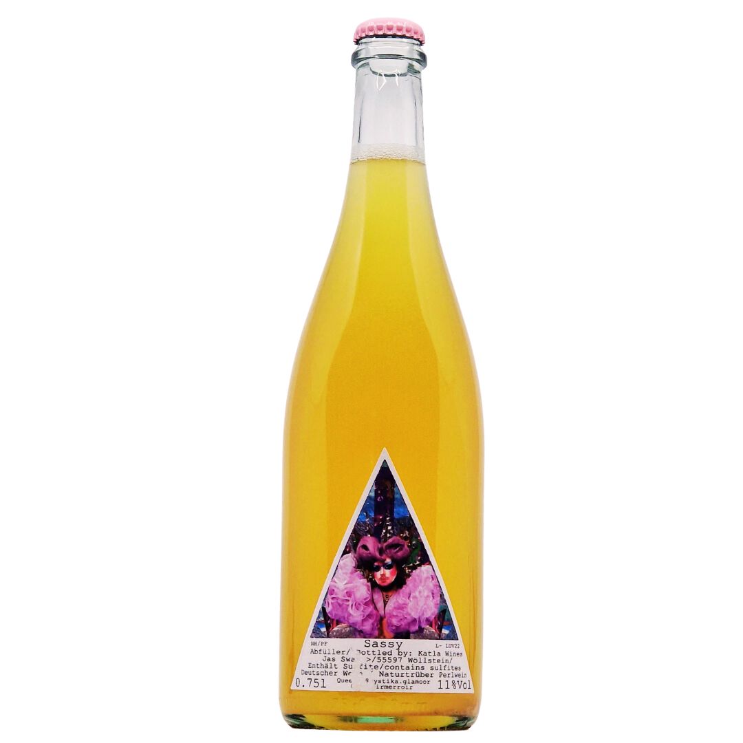 a bottle of Katla Wines, Sassy 2022 natural sparkling wine