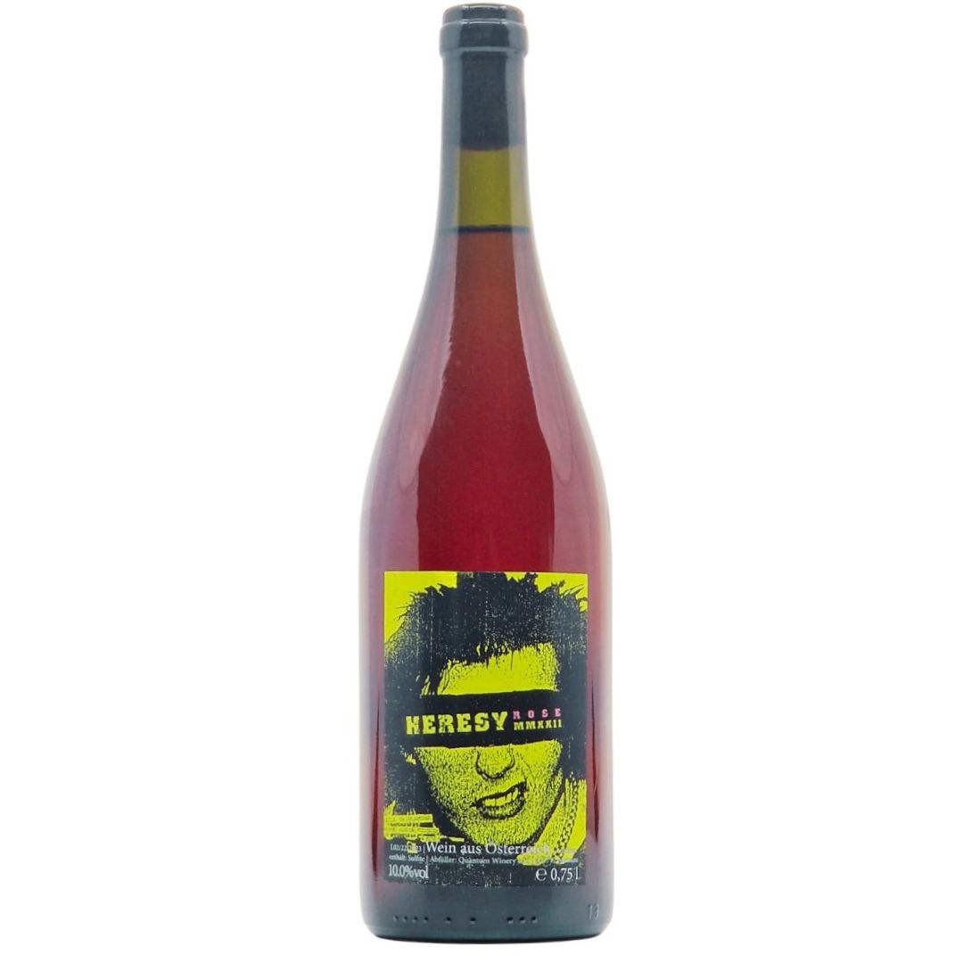 a bottle of Quantum Winery, Heresy Rose 2022 natural rose wine