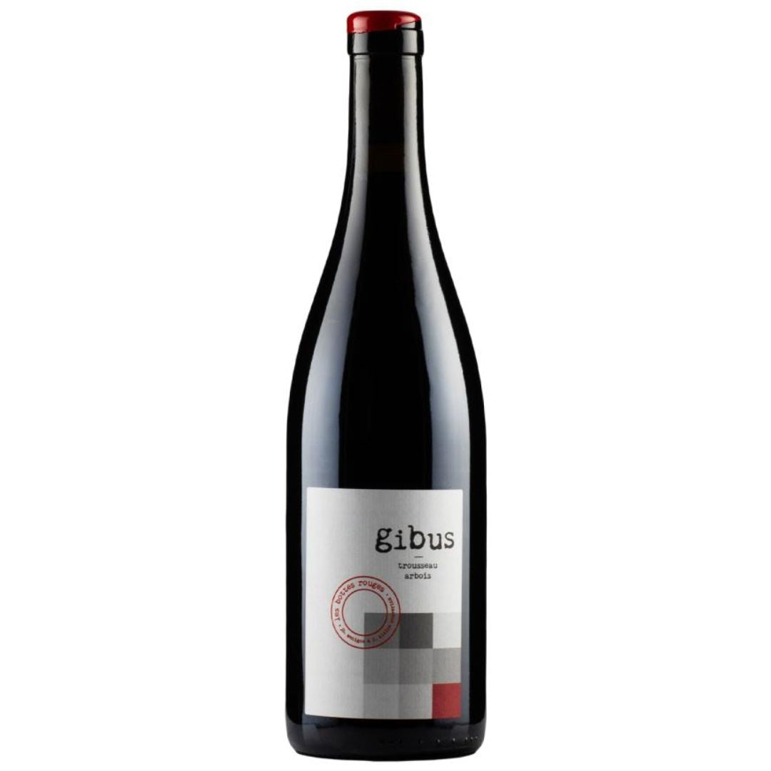 a bottle of Domaine Les Bottes Rouges, Gibus Trousseau 2021 red wine