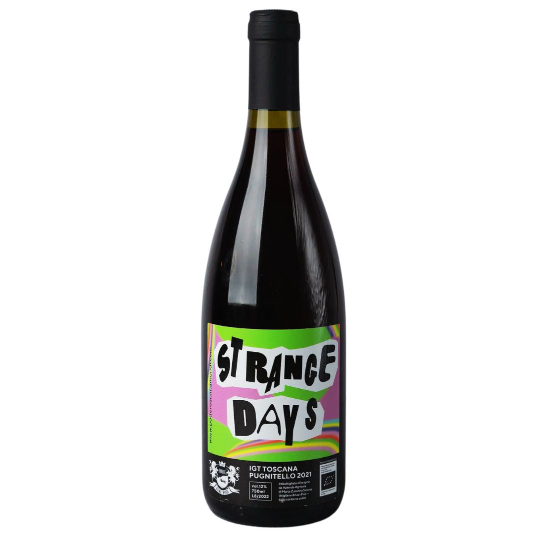 a bottle of Anima Mundi, Strange Days 2021 natural red wine