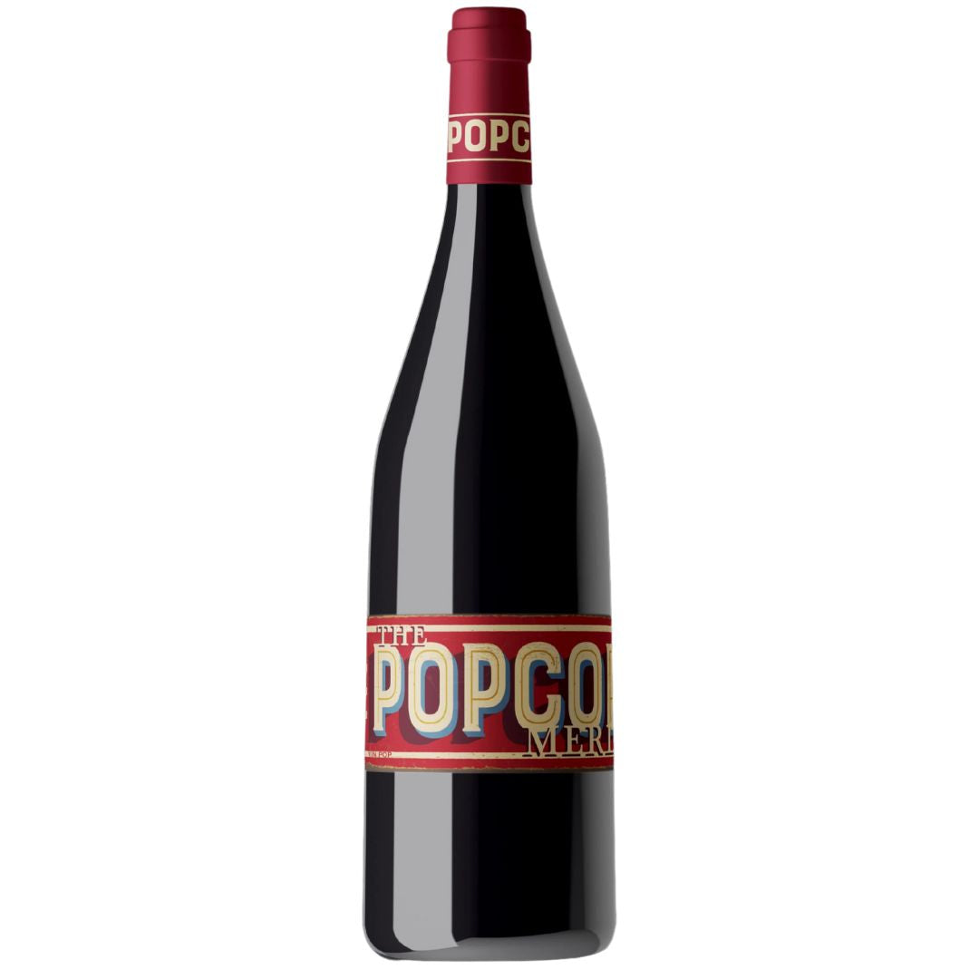 a bottle of Vin POP, Popcorn Merlot 2020 natural red wine