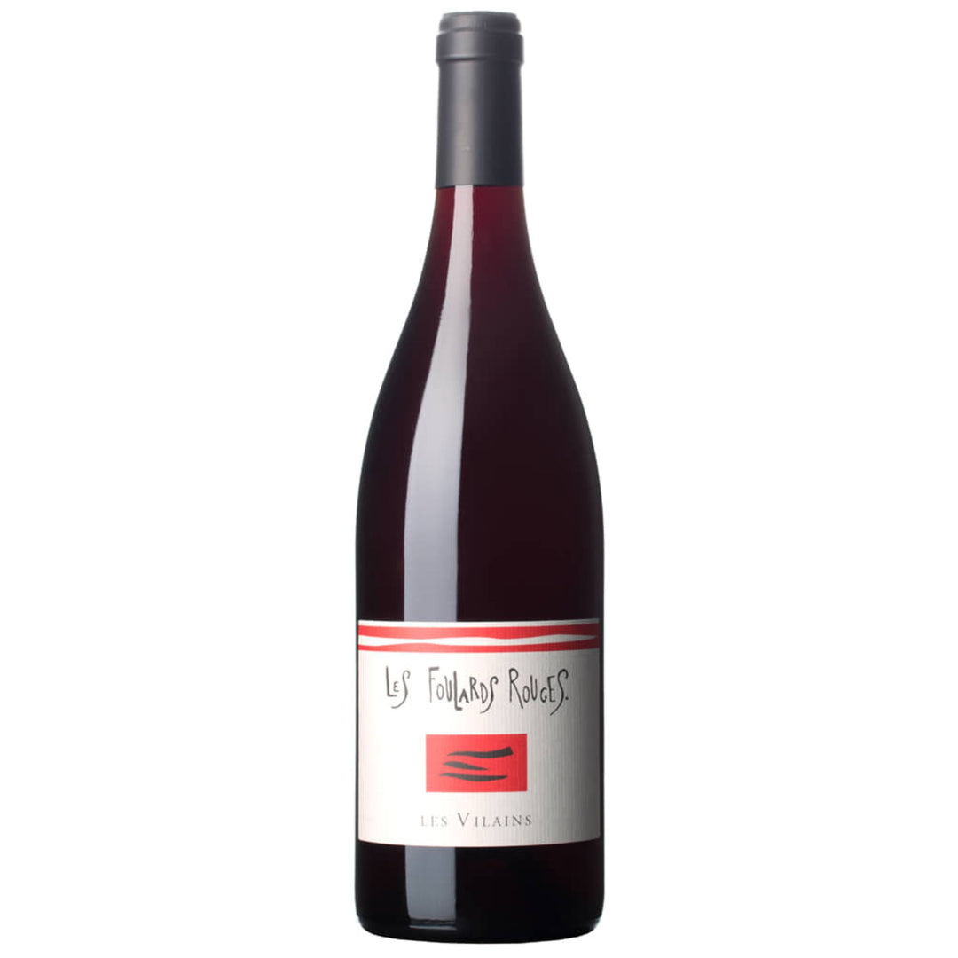 a bottle of Les Foulards Rouges, Les Vilains Rouge 2021 natural red wine