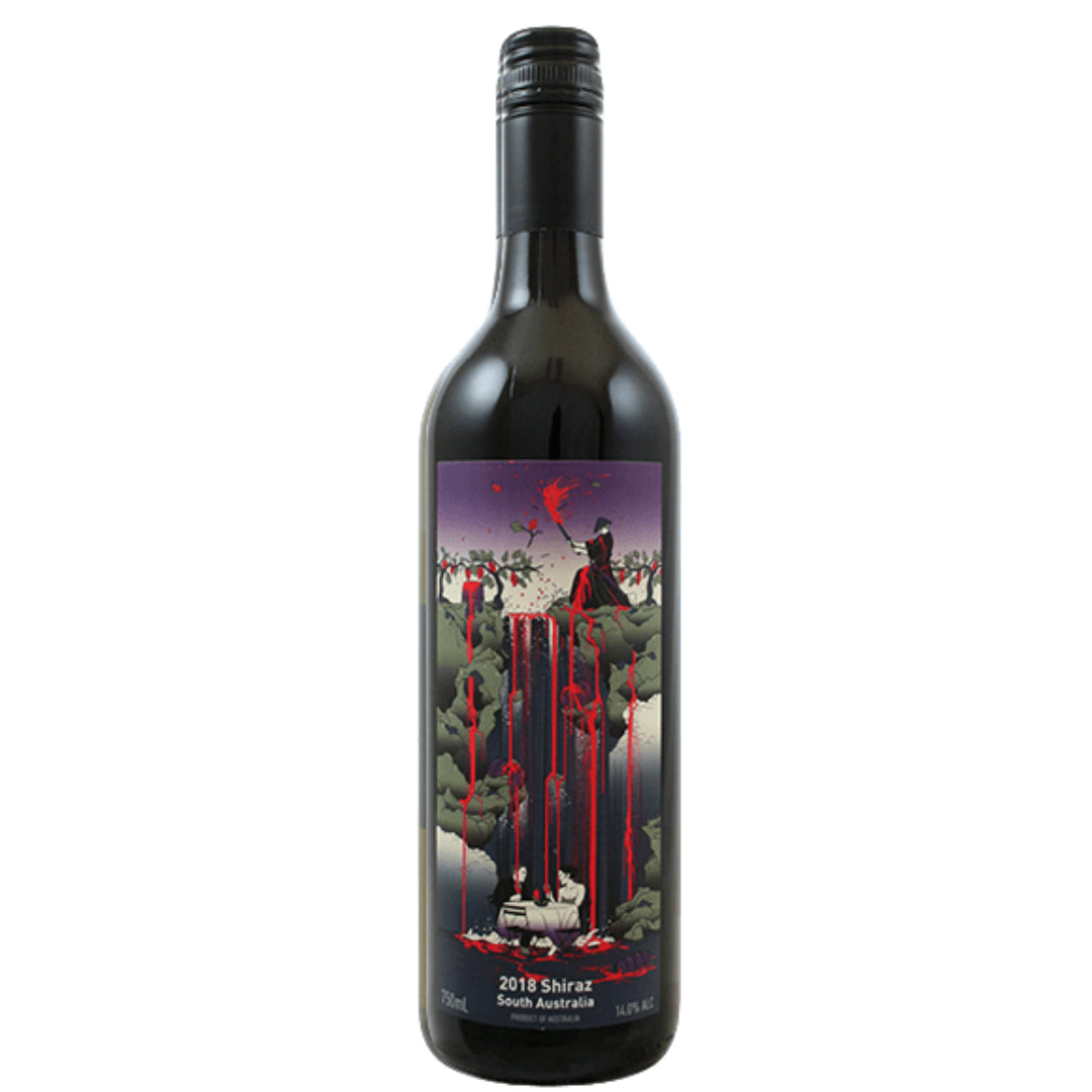 a bottle of unfiltered dog, samurai shiraz natural red wine