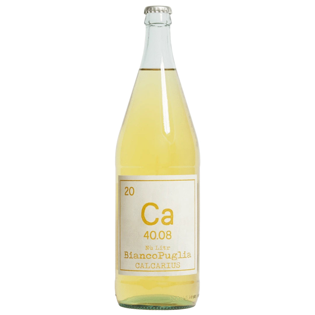 a bottle of calcarius bianco natural white wine