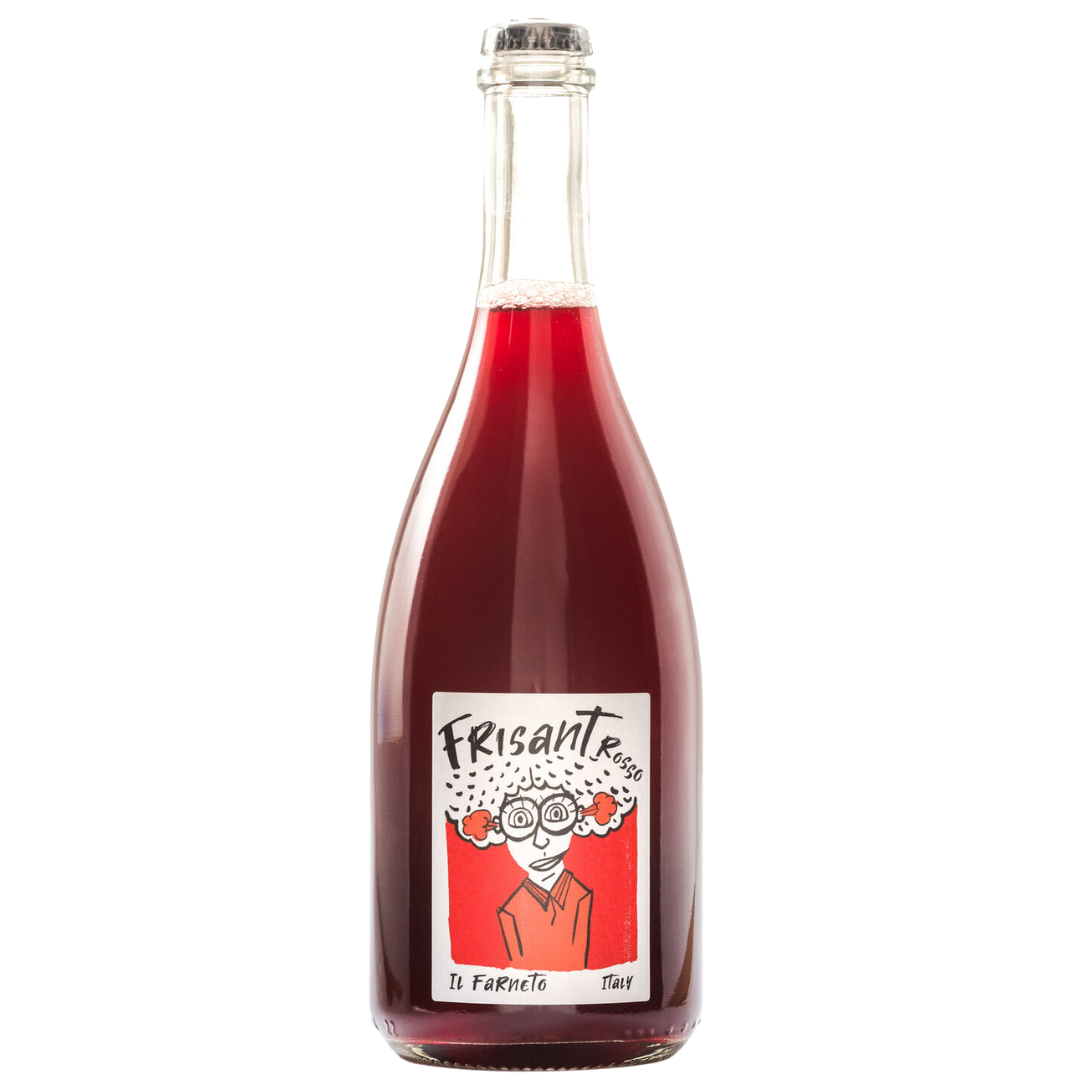a bottle of il farneto frisant rosso pet nat sparkling wine