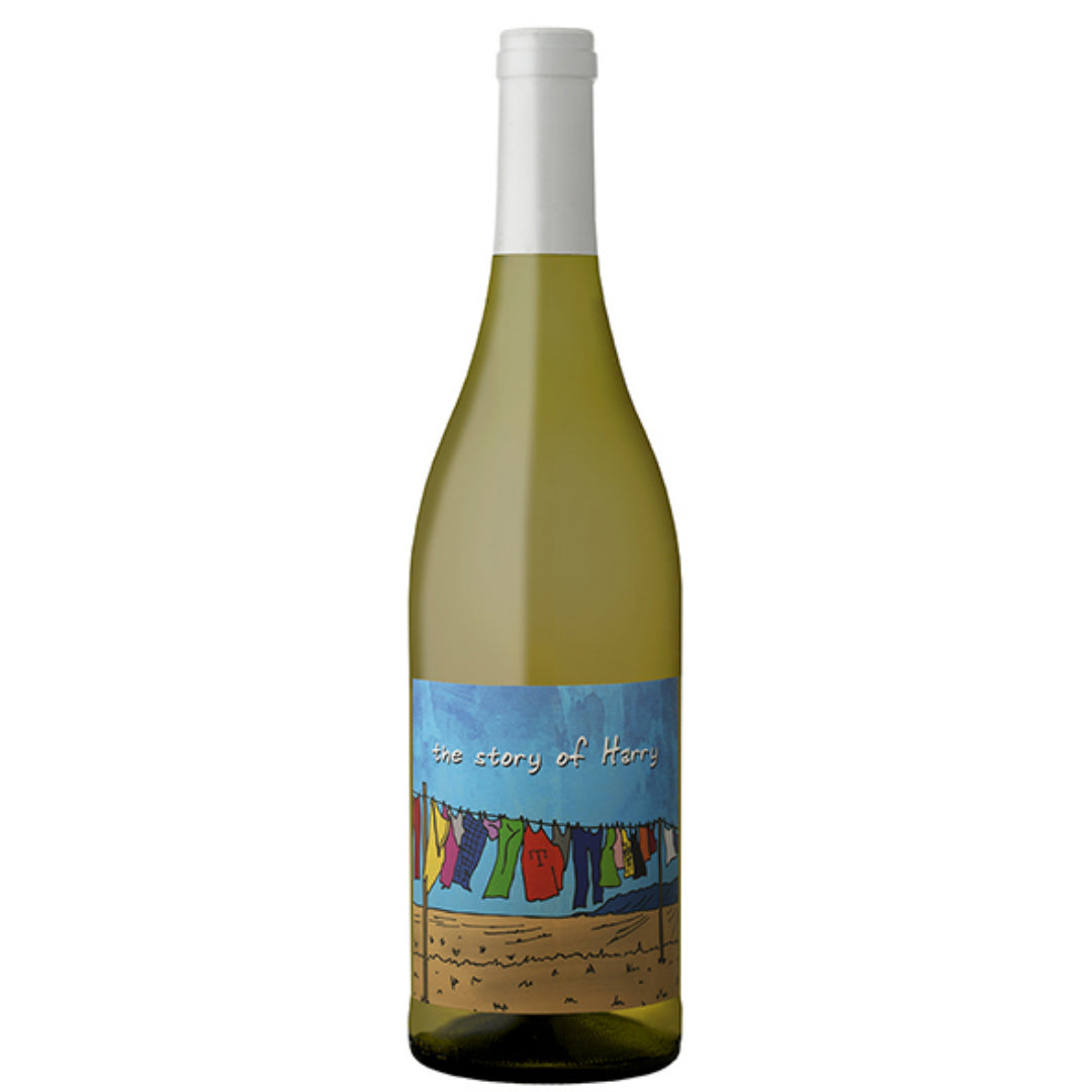 a bottle of Intellego, Story of Harry White 2021 natural white wine