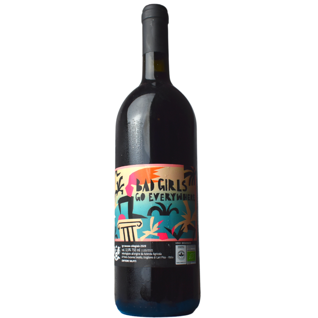 a bottle of Anima Mundi, Bad Girls Go Everywhere 2022 natural red wine