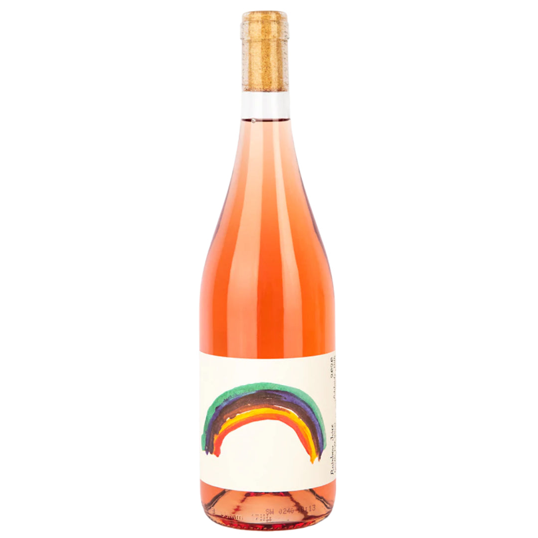 a bottle of Gentle Folk Rainbow Juice 2022 natural rose wine