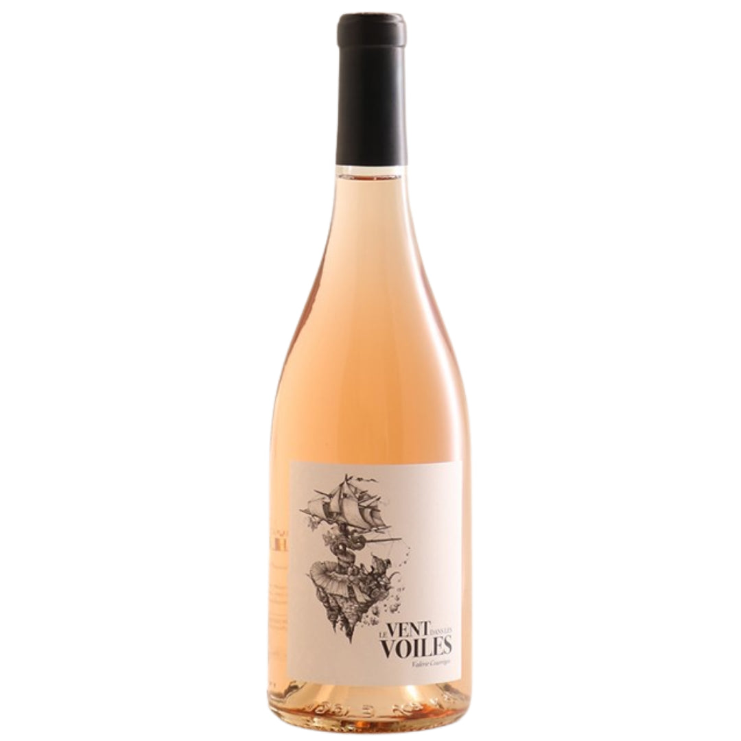 a bottle of Valérie Courrèges, Le Vent dans les Voiles Rosé 2022 natural rose wine